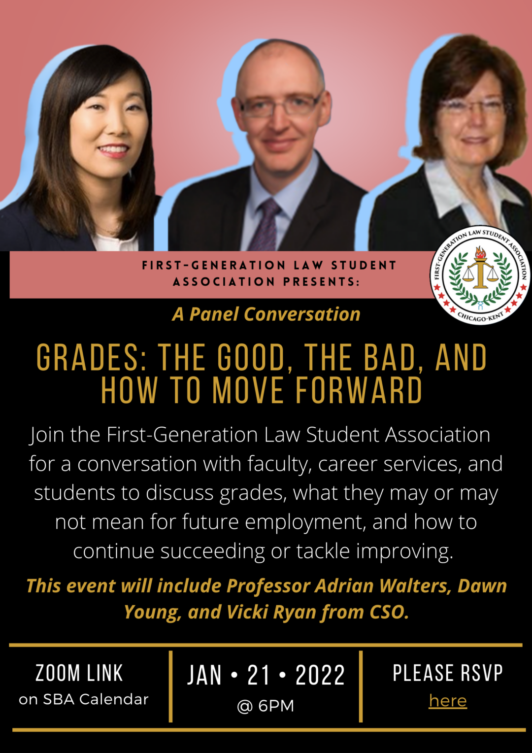 Flyer for Grades Panel with Professors Young and Walters and Vicki Ryan