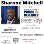 Flyer for Event with Sharone Mitchell, Cook County Public Defender on October 4, 2022